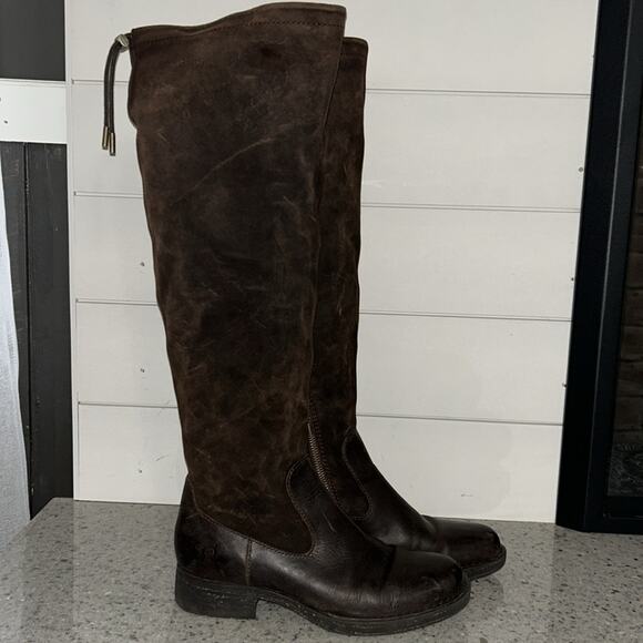 BORN Laguna Tall Leather Knee High Riding Boots w/ Drawstring Dark Brown Size 7 - Picture 3 of 9